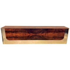 Monumental Sideboard of Chrome and Burl Wood by Pace Collection