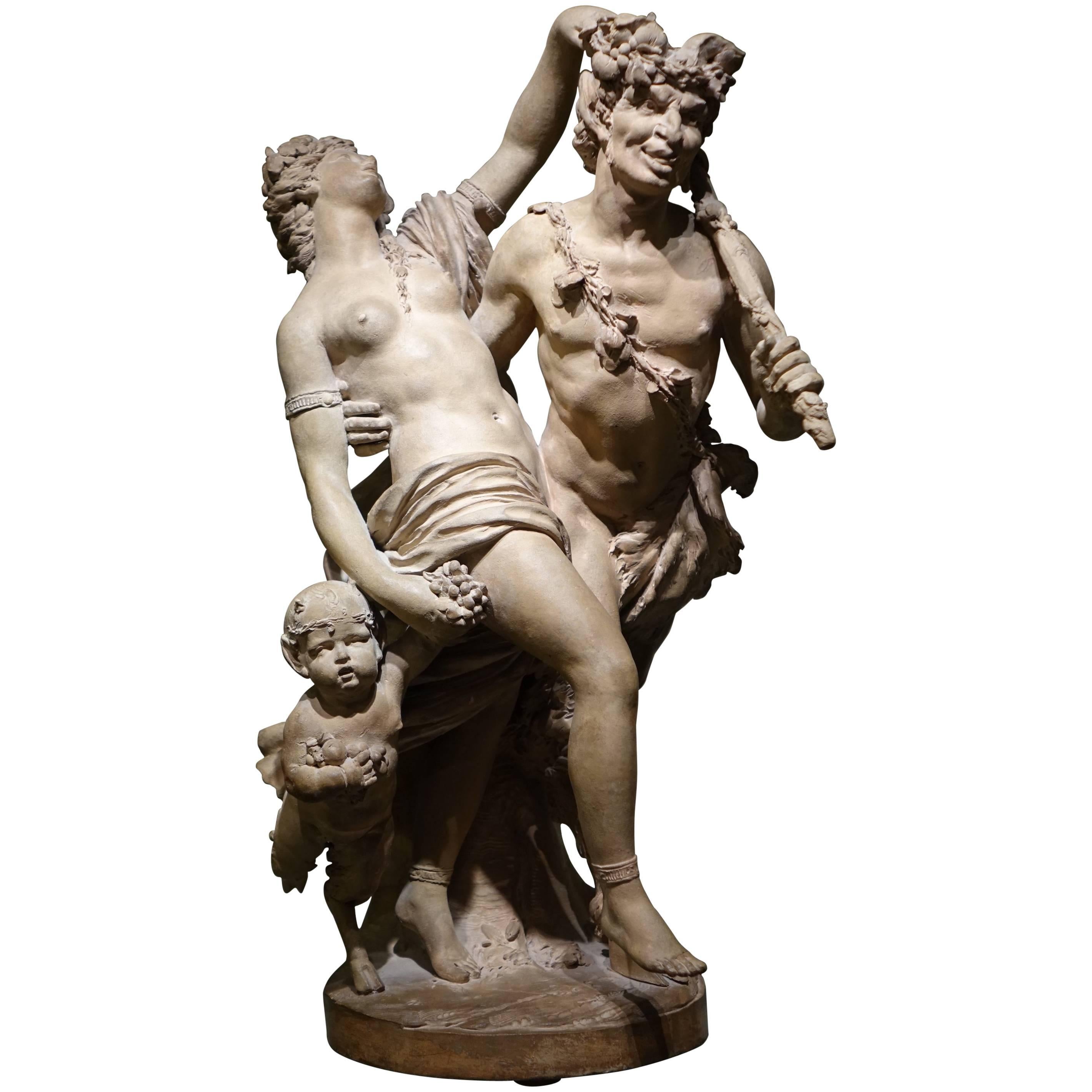 Bacchanal Terracotta after Clodion, circa 1850 For Sale
