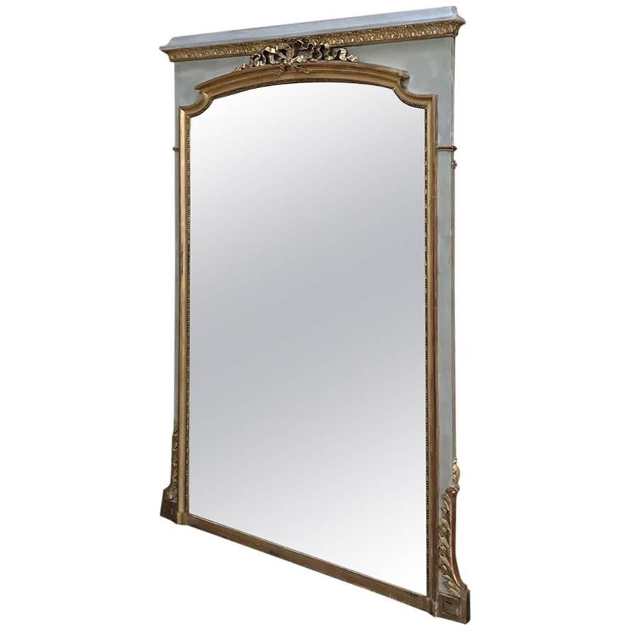 French Louis XVI Gilded and Painted Mirror, 19th Century