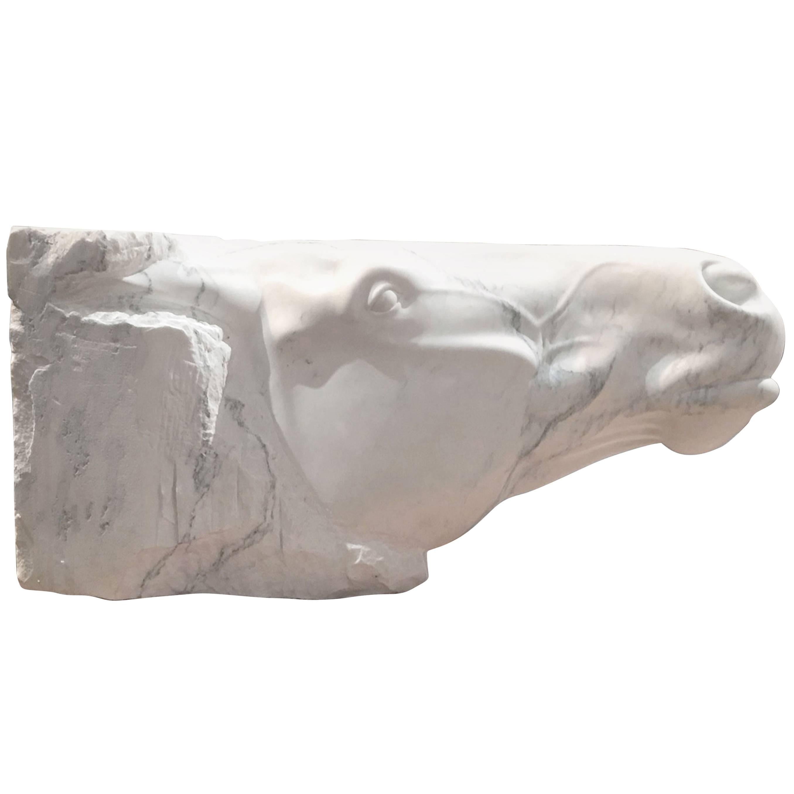 Magnificent Large Marble Horse Head of Selene