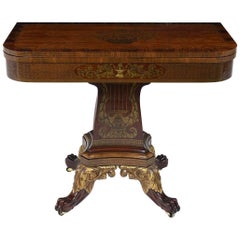 Baker Furniture Regency-Style Game Table with Marquetry Details