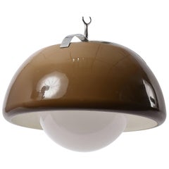 Vintage Chandelier 1970s, Plastic, Glass and Steel Mid-Century Modern, Lighting. Italy