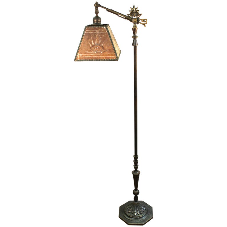 Art Deco Floor Lamp with Mica Shade at 1stDibs