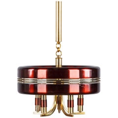 Italian Brass and Painted Metal Chandelier by Rolly, 1960s