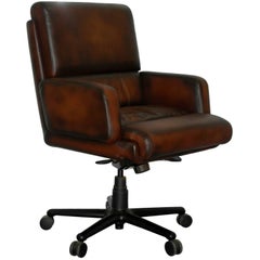 Restored Herman Miller Executive Swivel Office Armchair Hand Dyed Brown Leather