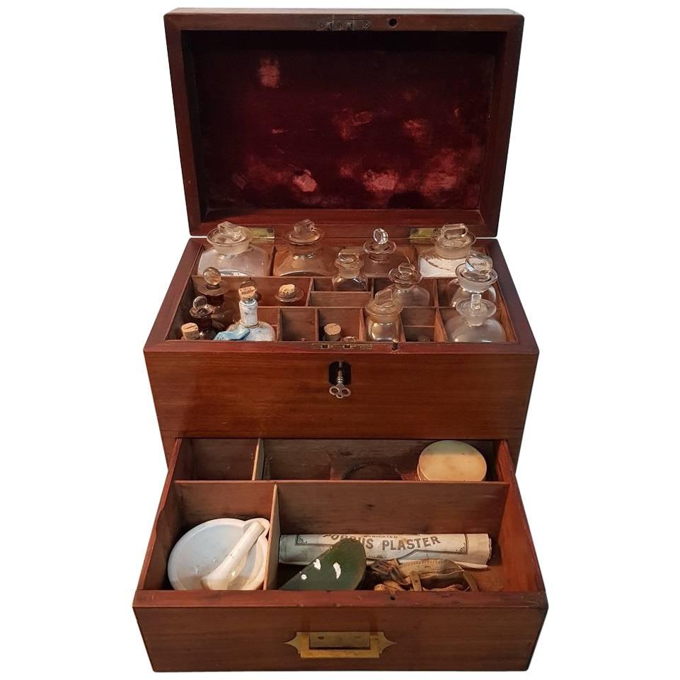 Late 19th Century English Mahogany Apothecary or Medicine Travel Cabinet