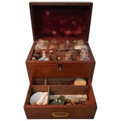 Late 19th Century English Mahogany Apothecary or Medicine Travel Cabinet