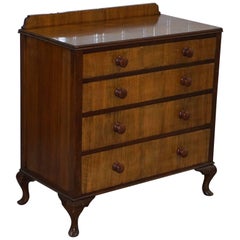 Edwardian Walnut Cabriole Legged Handmade circa 1910 Chest of Drawers