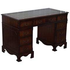 35 Year Old Premium Twin Pedestal Mahogany Partner Desk Leather Writing Surface