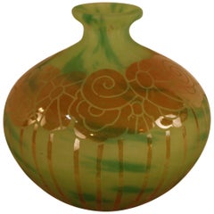 French Art Deco Acid-Etched Cameo Glass Vase by Le Verre Français