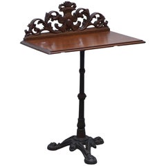 Antique Stunning Cast Iron Base with Carved Mahogany Top Hall / Lamp Reading Table