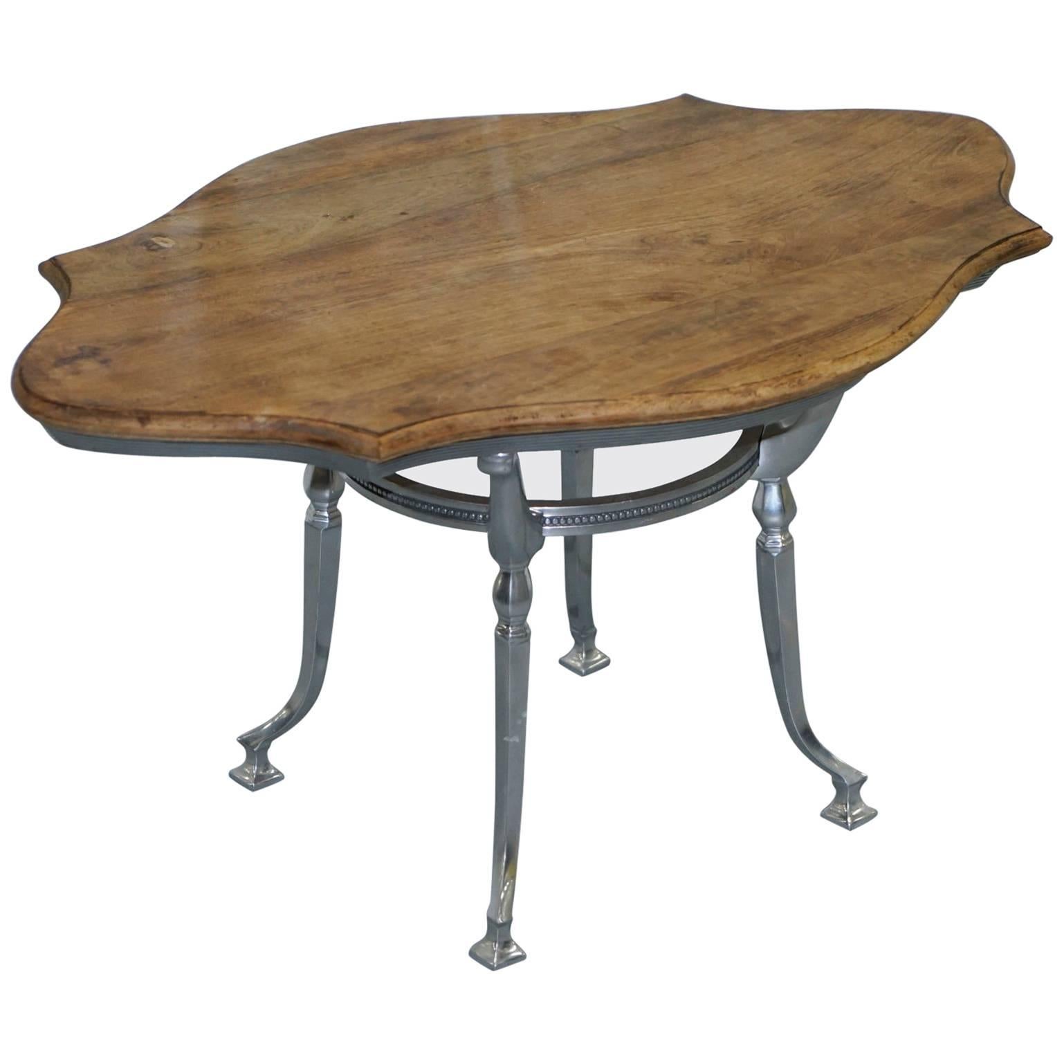 Stunning Chrome Silver Plated Coffee Table with Natural Stripped Oak Top Lovely