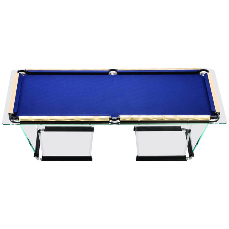 T1 2 Crystal Pool Table With Gold Plated Covers By Marc Sadler For Teckell For Sale At 1stdibs