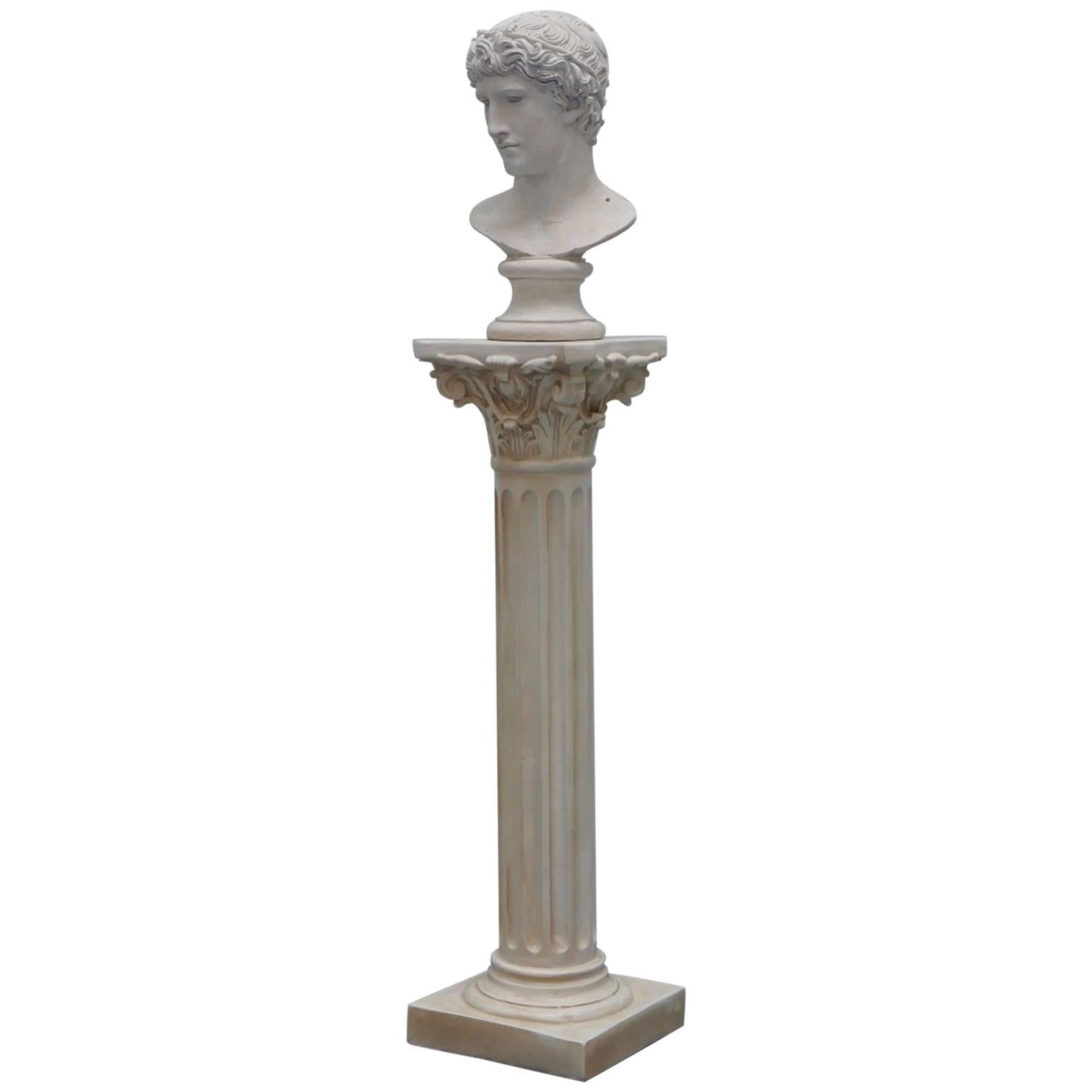 Austin Prod Inc 1984 Sculpture of Michelangelo's David Head & Corinthian Pillar