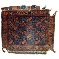 Handmade Antique Collectible Afghan Baluch Bag Face, 1880s, 1C446