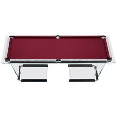 "T1.2" Crystal Pool Table with Chrome Plated Covers by Marc Sadler for Teckell