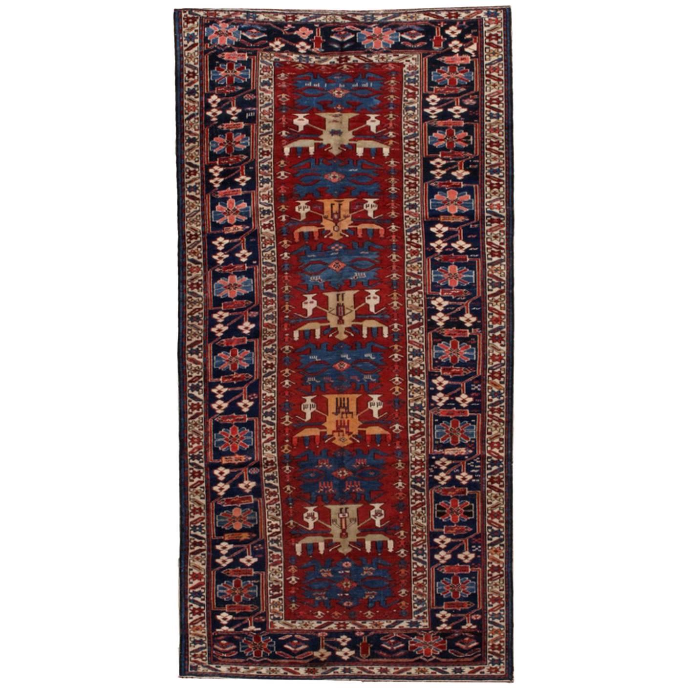 Handmade Antique Caucasian Azerbaijani Shirvan Rug, 1880s, 1B491