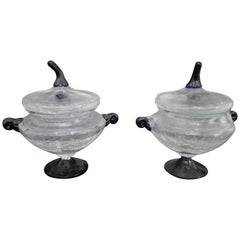 Pair of Sugar Bowls in Murano Glass