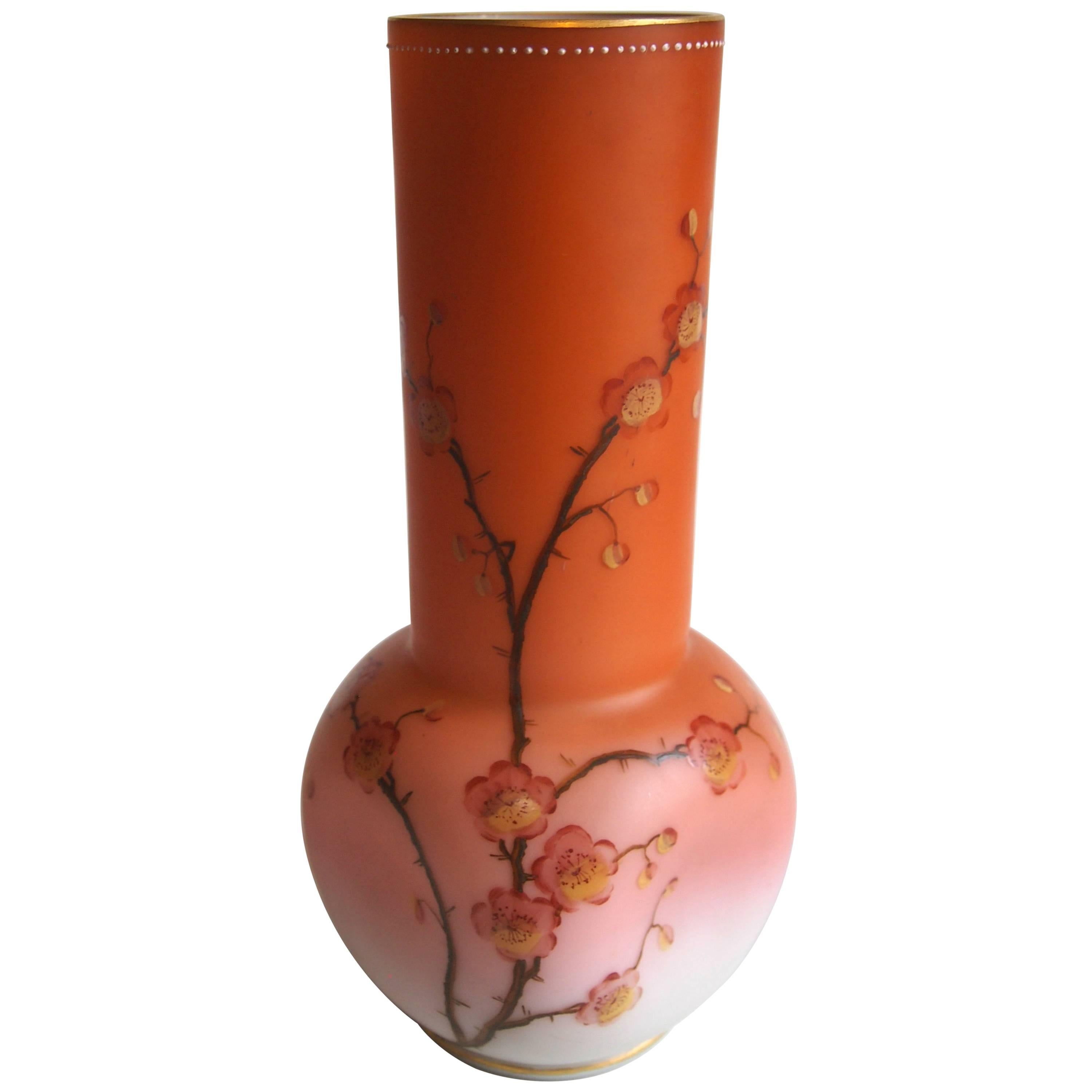 Bohemian Late Victorian Loetz Spreading Peach Glass Vase For Sale