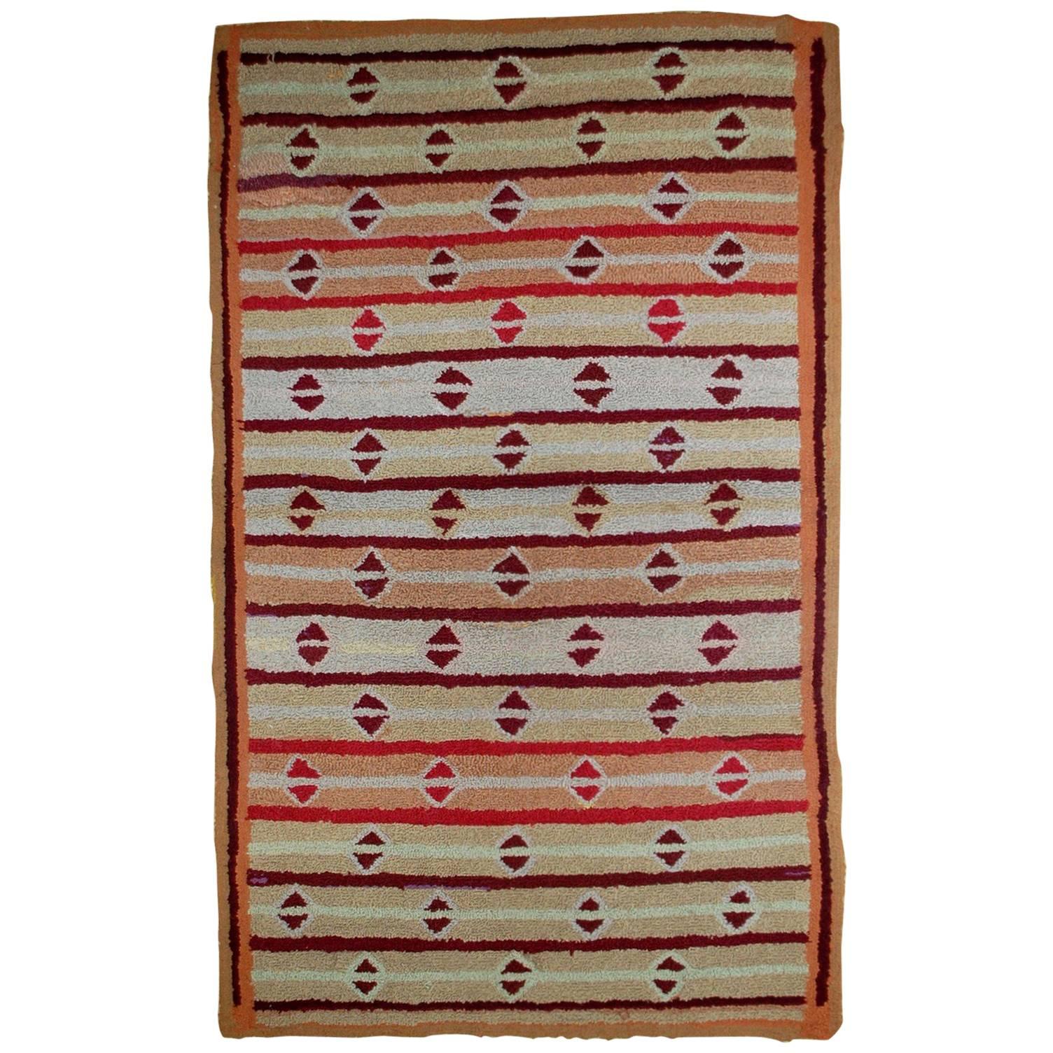 Handmade Antique American Hooked Rug, 1890s, 1B506