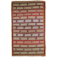 Handmade Used American Hooked Rug, 1890s, 1B506