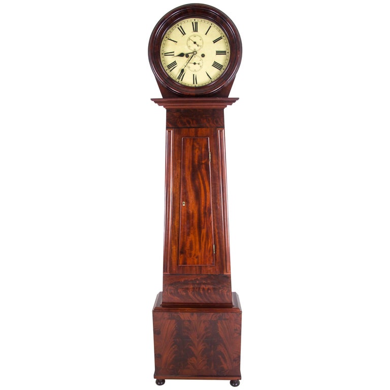 Antique Long Case Clock Drumhead Grandfather Clock 8 Day Movement at 1stDibs