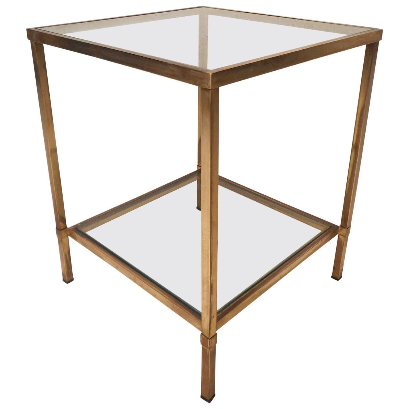 Mid-Century Modern Brass Two-Tier End Table