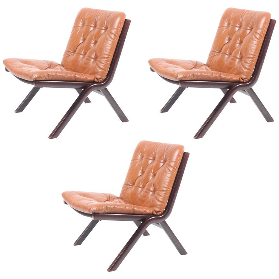 Set of Three Lounge Chairs, 1970s
