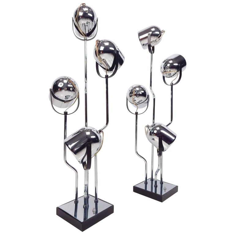 1970s Chrome Multi Adjustable Spotlight Table Lamps by Clover Lamp Co