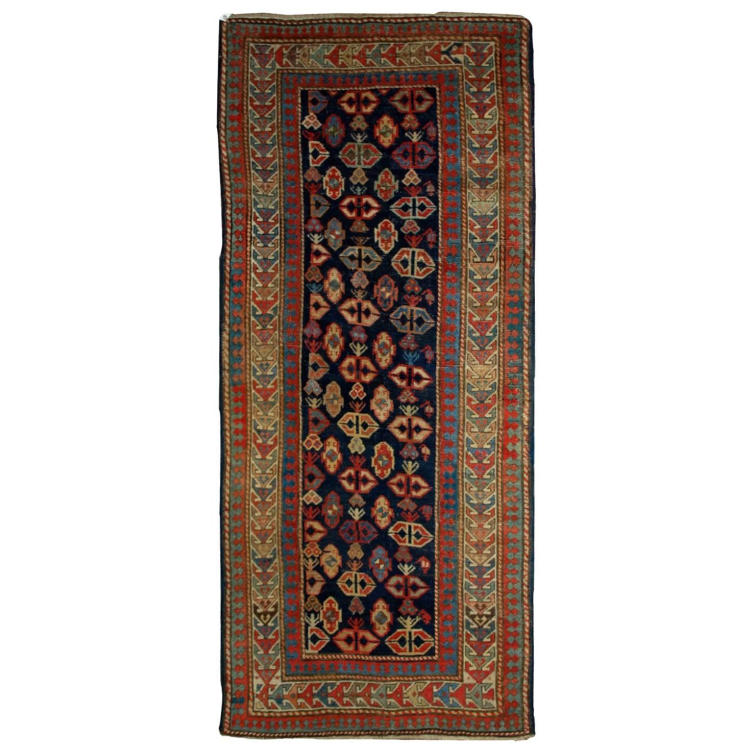 Handgefertigter antiker kaukasischer Gendje-Teppich, 1880er Jahre, 1B519