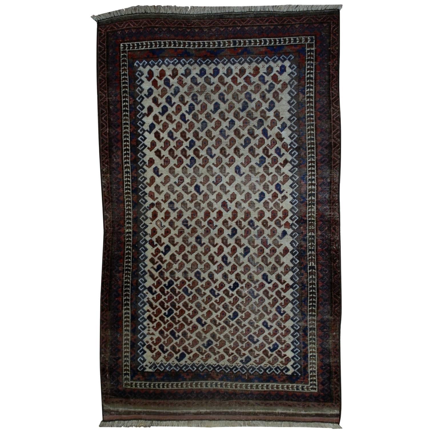 Handmade Antique Afghan Baluch Rug, 1880s, 1B527