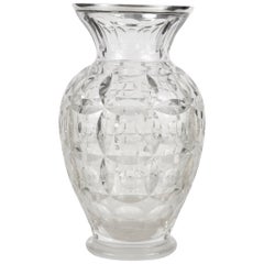 Art Deco Belgian Val Saint Lambert Crystal and Silver-Mounted Vase by Wolfers