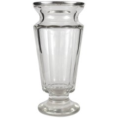 Art Deco Belgian Val Saint Lambert Crystal and Silver Mounted Vase by Wolfers