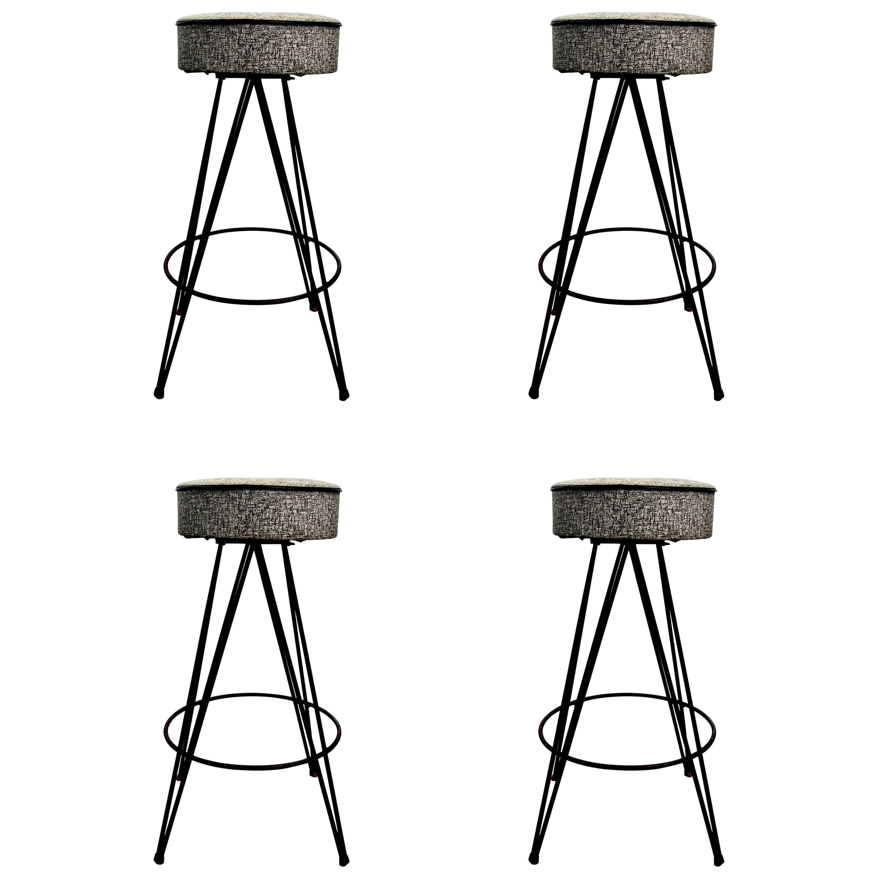 Set of Four Stools with Removable Backs