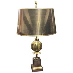 Maison Charles Pomegranate Bronze Table Lamp Signed