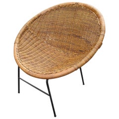 Vintage Woven Rattan Saucer Chair