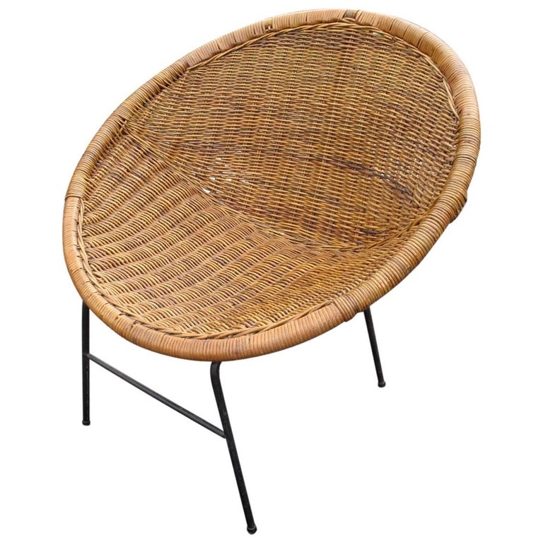 Woven Rattan Saucer Chair at 1stDibs