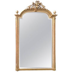 Antique Giltwood Wall Mirror or over Mantle Mirror, Late 19th Century