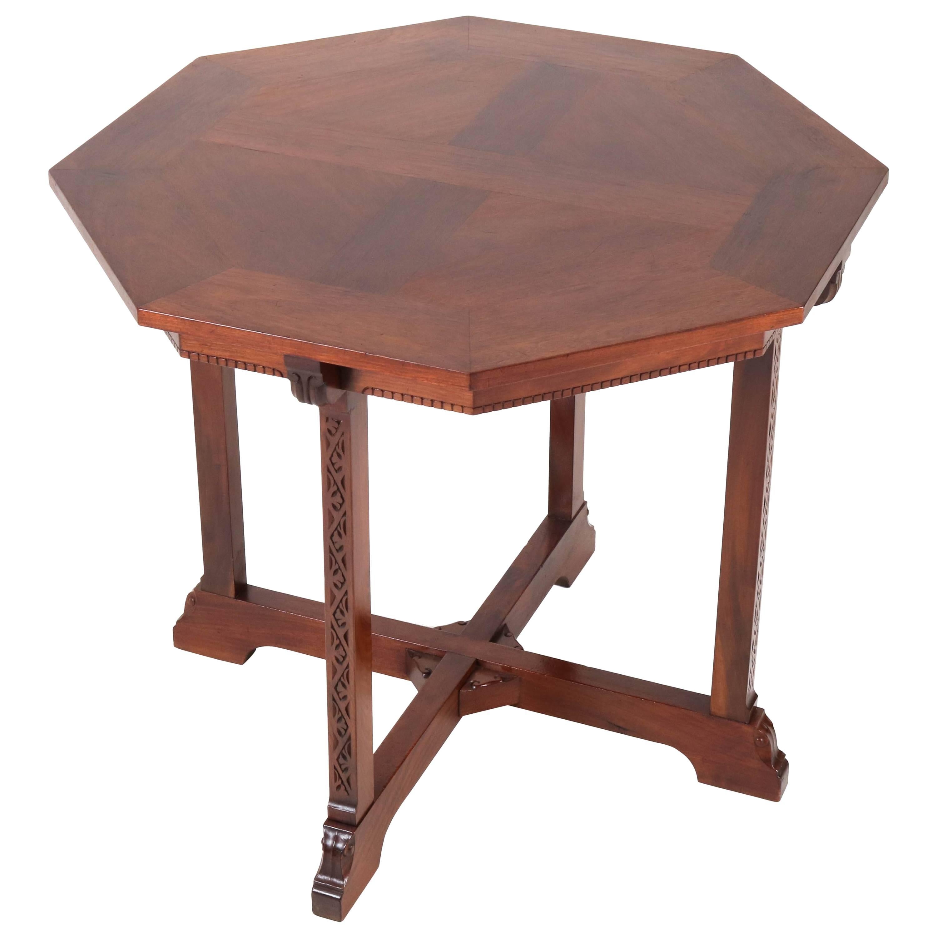 Mahogany Dutch Arts and Crafts Table by Willem Haver for J.a.Huizinga