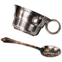 Retro Child's Silver Cup and Spoon in Keepsake Box