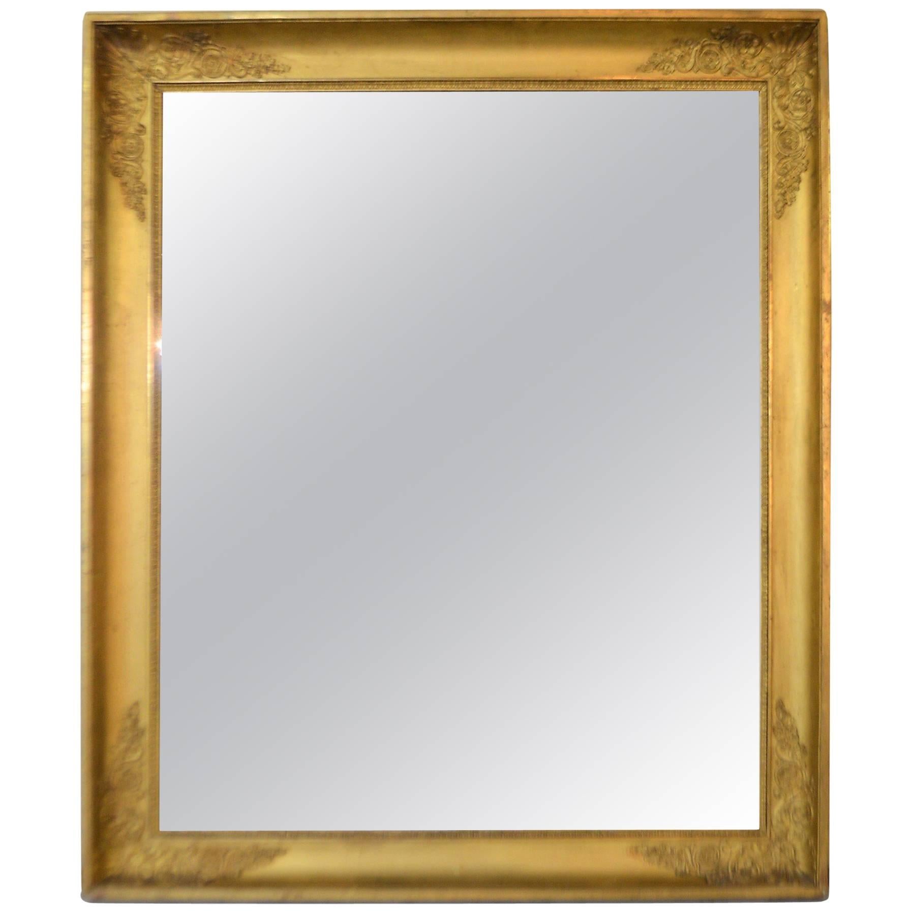 Mid-19th Century Directoire Style Gold Leaf Mirror with Palm Leaf Decor