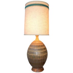 Large Impact Midcentury Ceramic Lamp in Gold or Turquoise