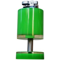 Green / Clear Pop Art 1960s Stacked Lucite and Chrome Lighter
