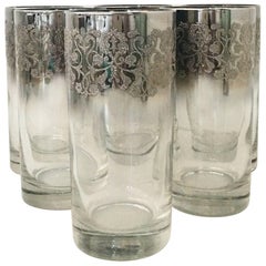 Dorothy Thorpe Style Sterling Silver Overlay High Ball Glasses, Set of Six