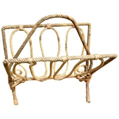 Vintage French Rope Magazine Rack by Audoux and Minet