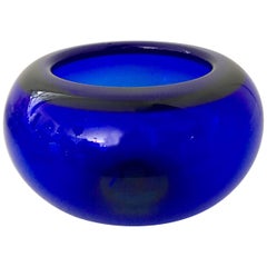 1950'S Scandinavian Modern Crystal Cobalt Bowl By, Per Lutken For Holmegaard