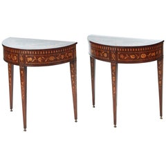 Fine Pair of 18th Century Dutch Marquetry Console Tables