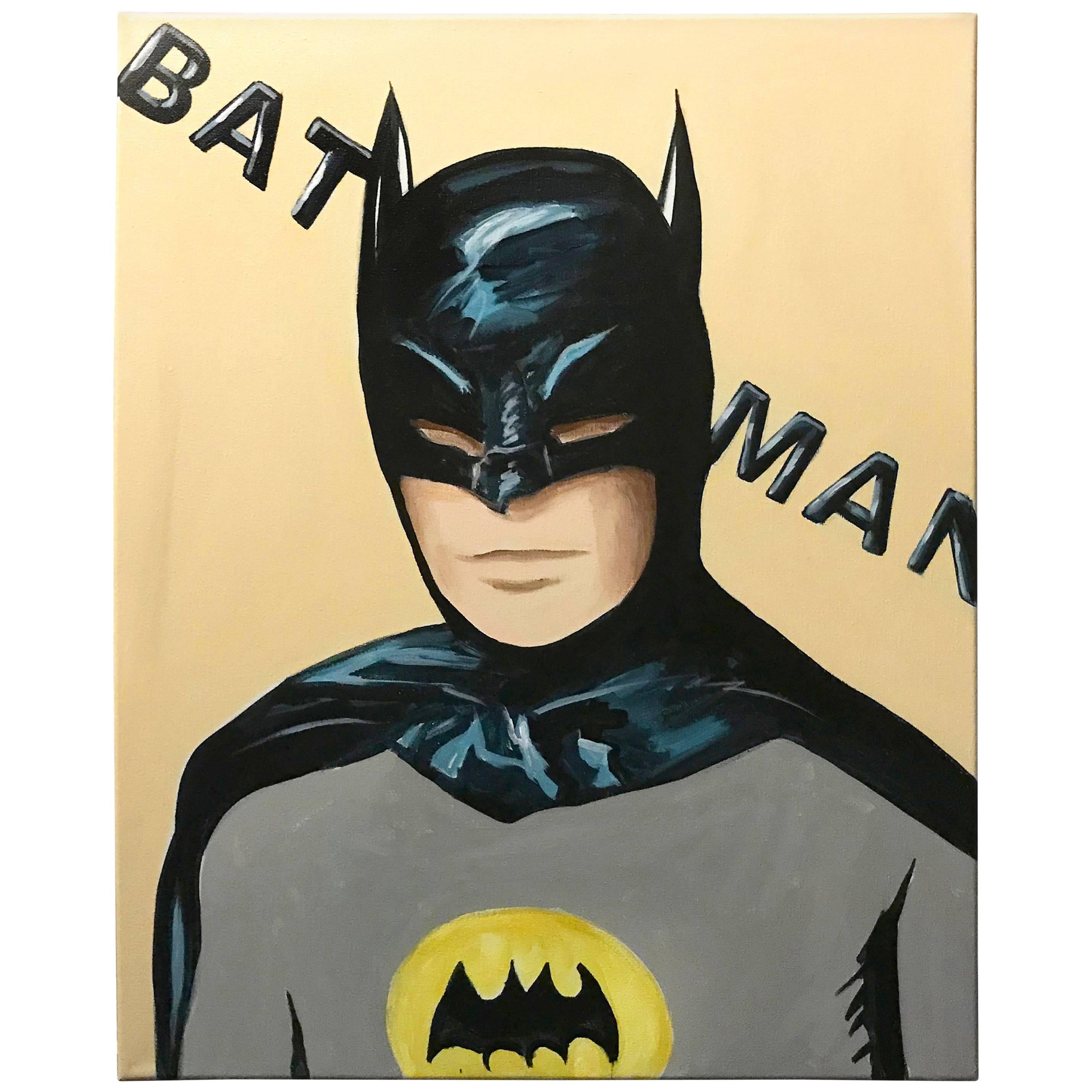 Portrait of a Batman Pop Art Painting by Hatti Hoodsveld