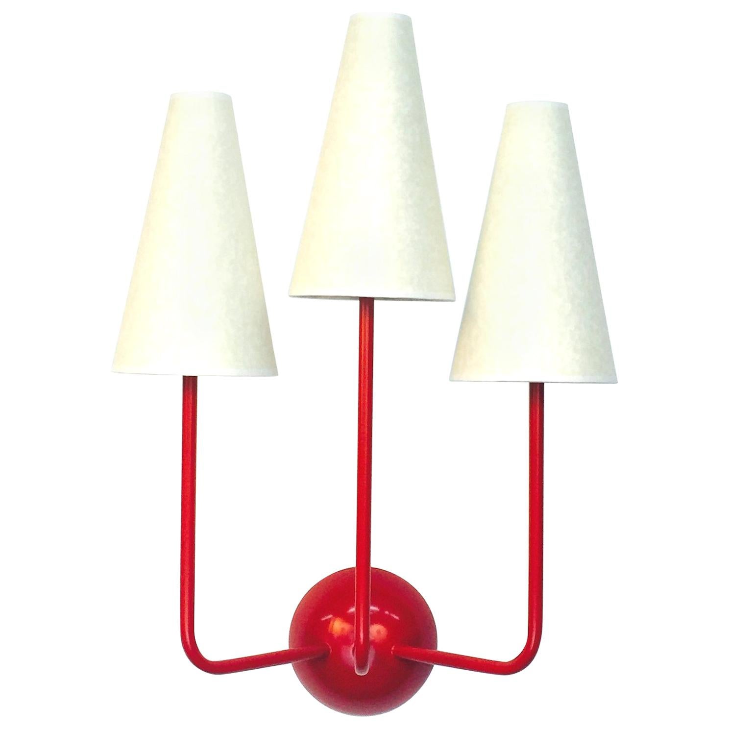 Three-Arm Wall Lamp in the Style of Jean Royère