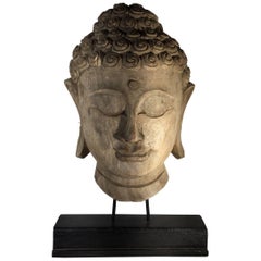 Hand-Carved Mounted Buddha Head